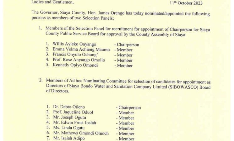 Members of the Selection Panel / Ad hoc Nominating Committee