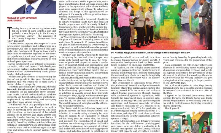 Raising Siaya's Development Standards