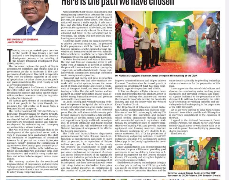 Raising Siaya's Development Standards
