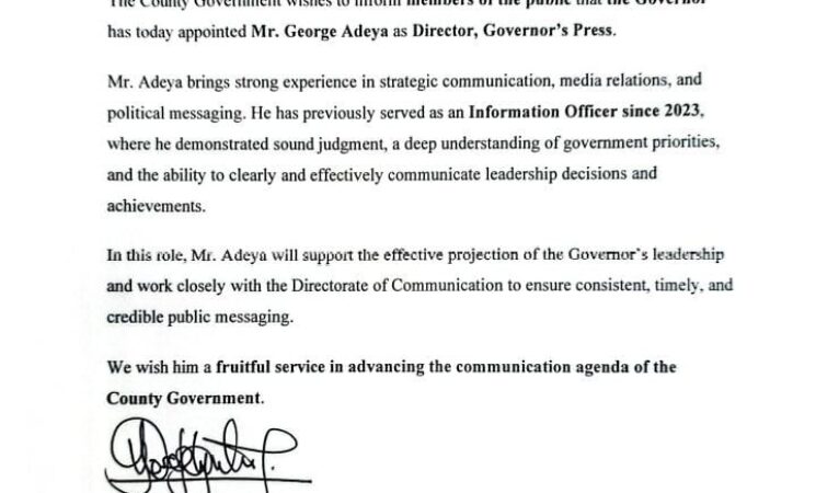 NEW APPOINTMENT - DIRECTOR GOVERNOR'S PRESS