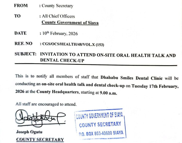 INVITATION TO ATTEND ON-SITE ORAL HEALTH TALK AND DENTAL CHECK-UP