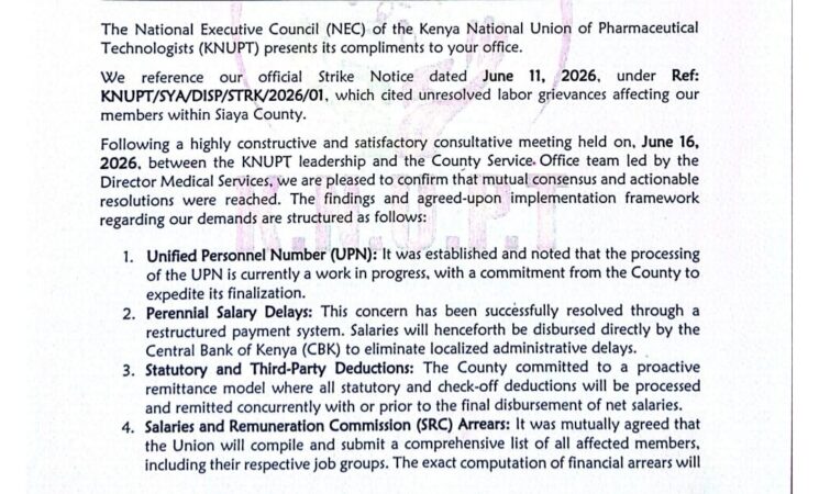 WITHDRWAL OF SRIKE NOTICE BY PHARMACEUTICAL TECHNOLOGISTS