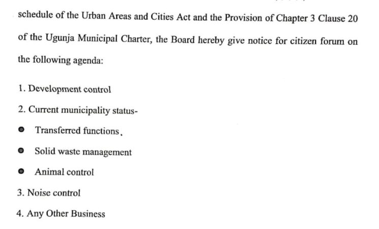 Notice of the Second citizen Forum-Ugunja Municipality