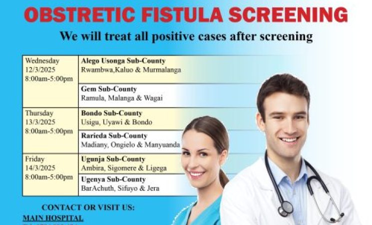 FREE Cervical Cancer and Obstetric Fistula Screening and Treatment in Siaya County